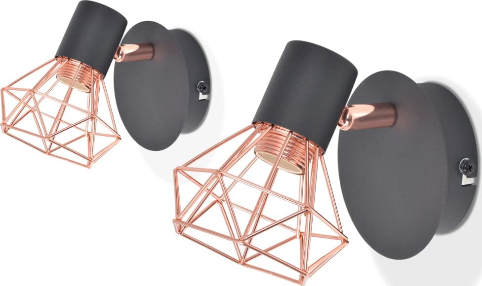Kinkiet Lumes Czarno-miedziane kinkiety loftowe 2 sztuki - EX27-Serta