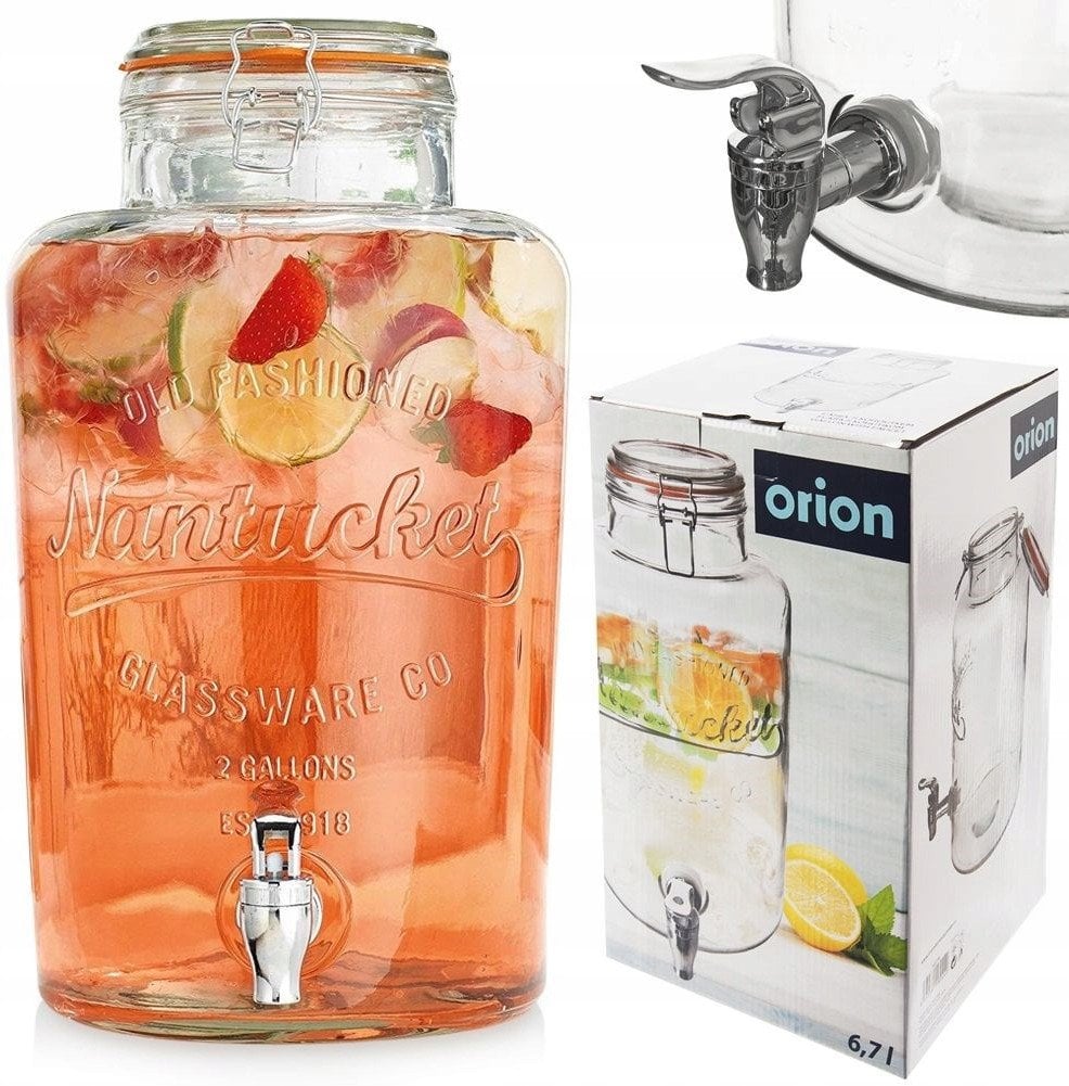 Słój do napojów z kranikiem szklany 6,7 l