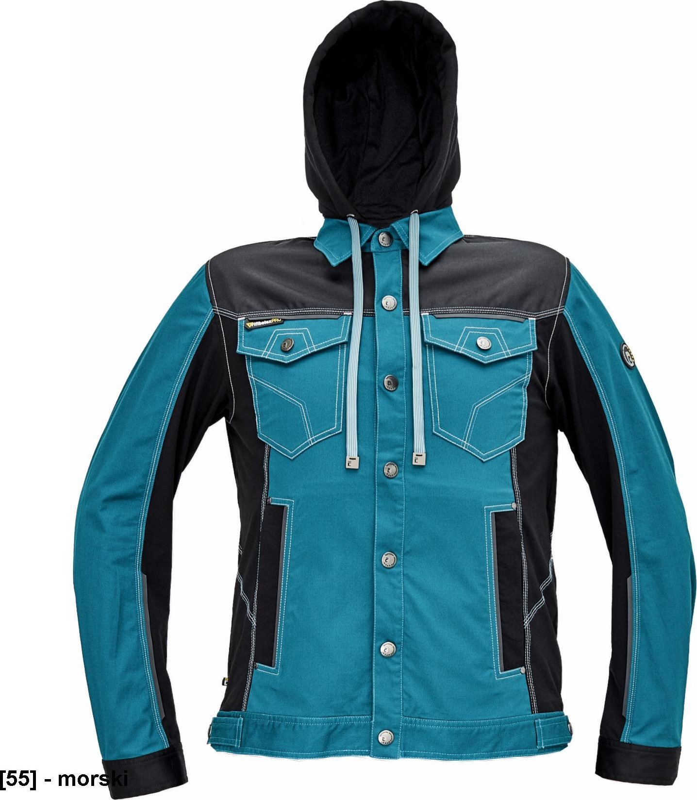 CERVA NEURUM CLASSIC kurtka z kapturem - męskia kurtka robocza, odpinany kaptur, 4 kieszenie, elastyczna tkanina Trifibetex połączona z - morski 58