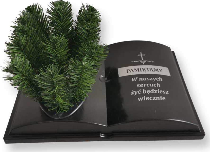 ELMA KSIĘGA na grób Podkład do stroików sztucznych Czarna gładka z doniczką