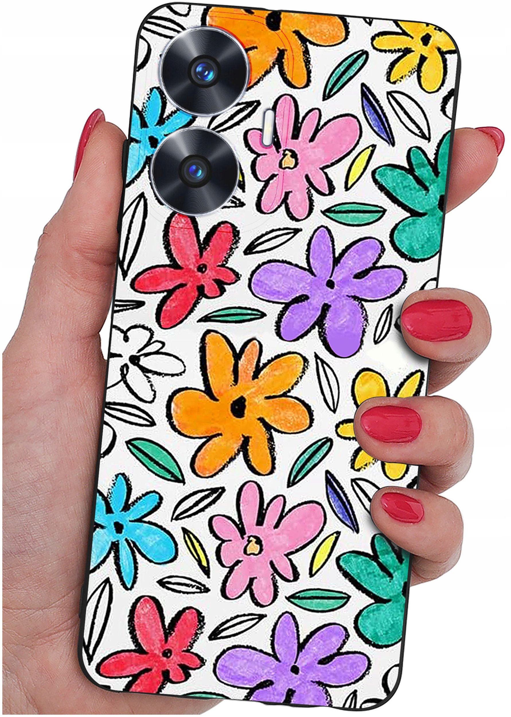 ETUI do Realme C55 WZORY |SILIKONOWE MATT CASE + SZKŁO 9H