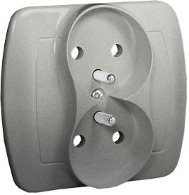 Kontakt-Simon Gniazdo podwójne Simon Akord z uziemieniem 16A aluminium (AGZ2/26)
