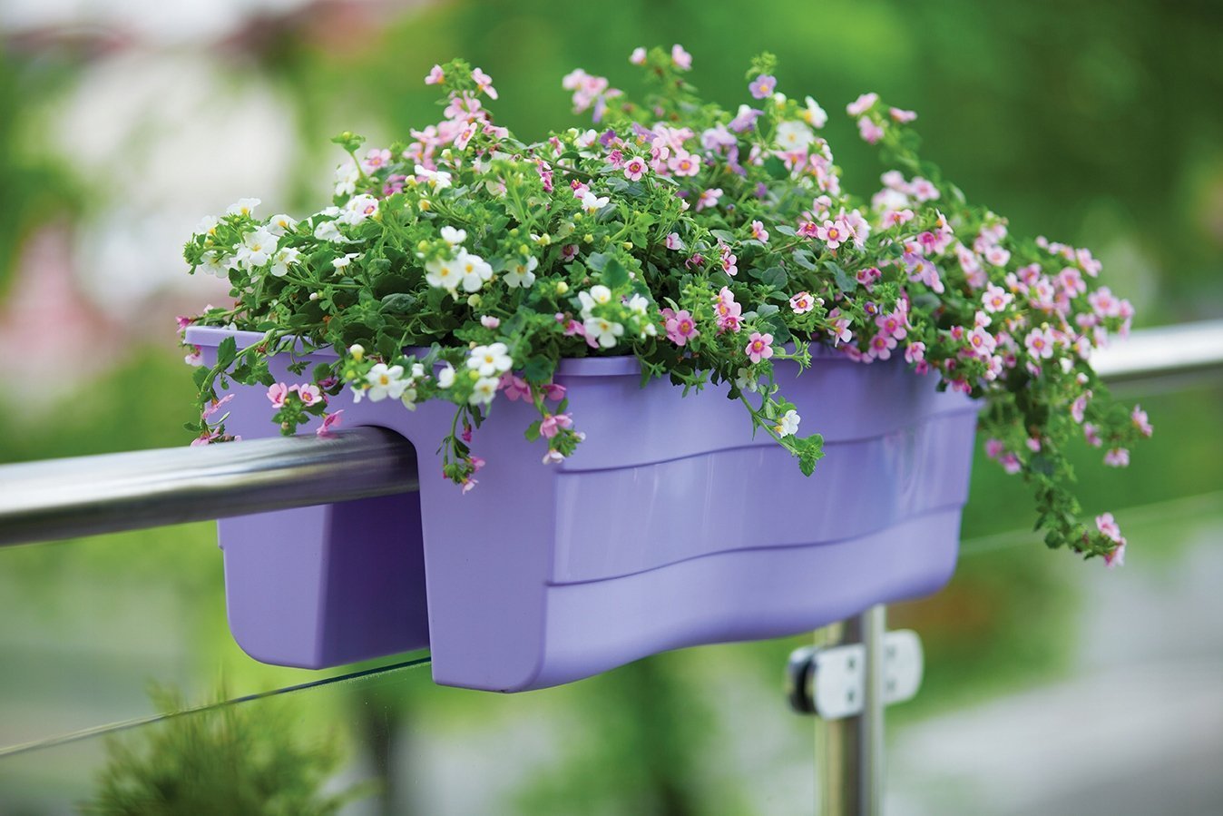 Form-Plastic Doniczka na balustradę, skrzynka balkonowa Wave 2488-011, Kolor Biały, Form-Plastik, Wymiary 29.5x28.5x20 cm