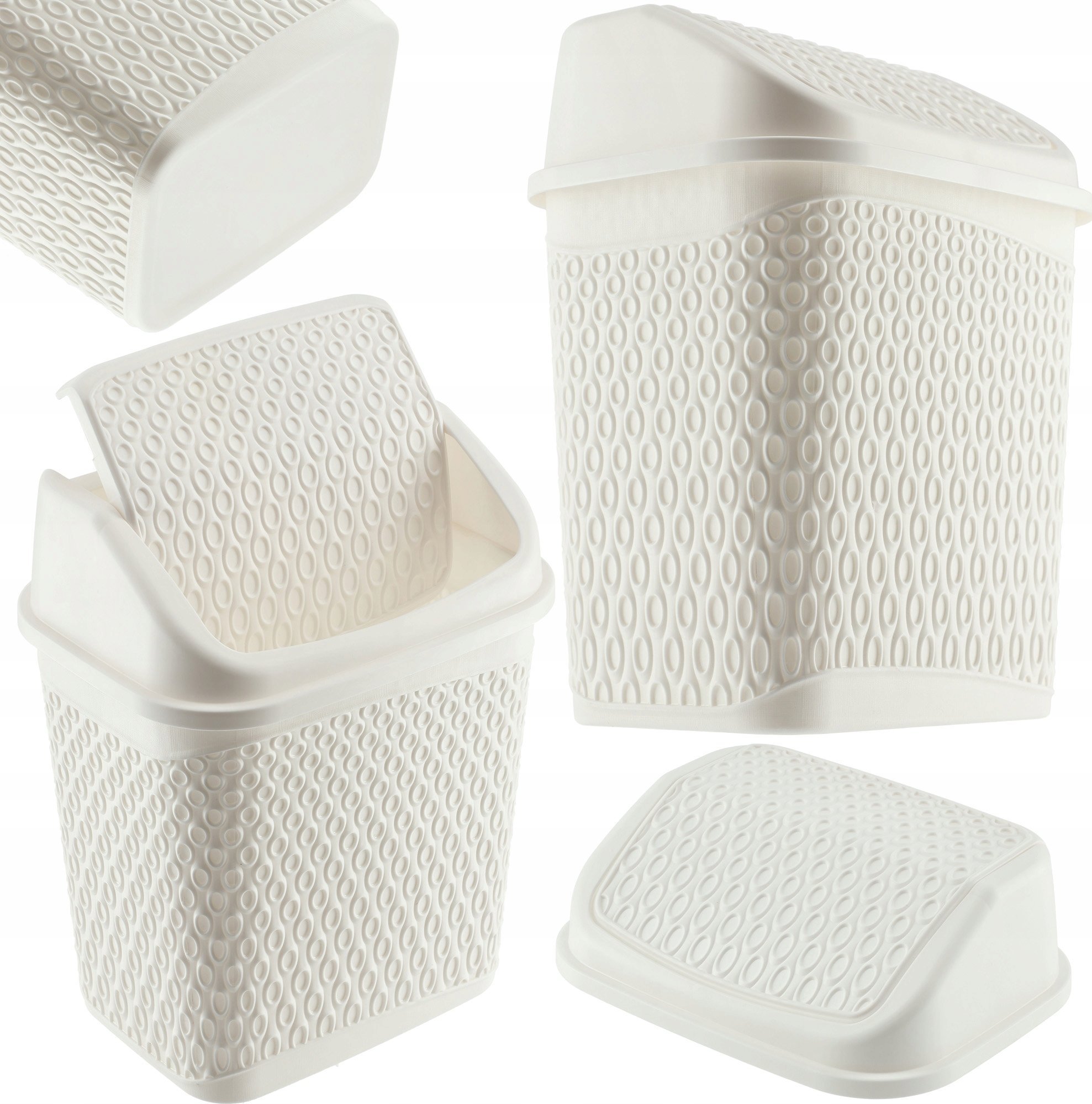 Kadax KADAX Kosz Na Śmieci Łazienkowy Biały 6,2L Uchylny Pojemnik Do Łazienki