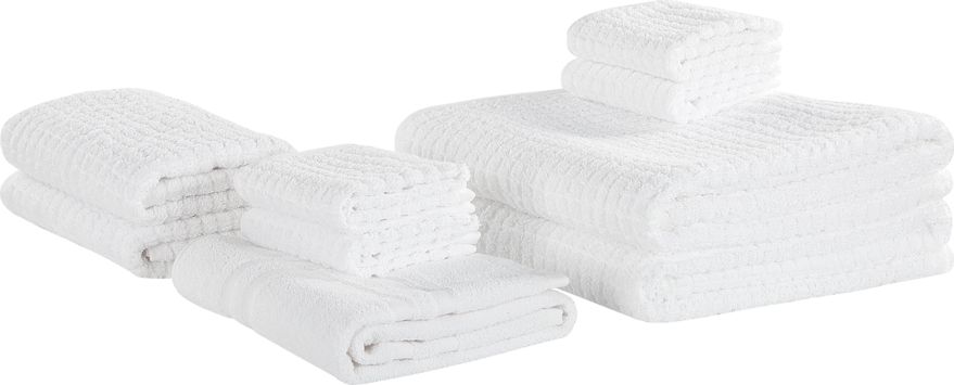 Beliani Komplet 9 ręczników bawełniany biały ATAI