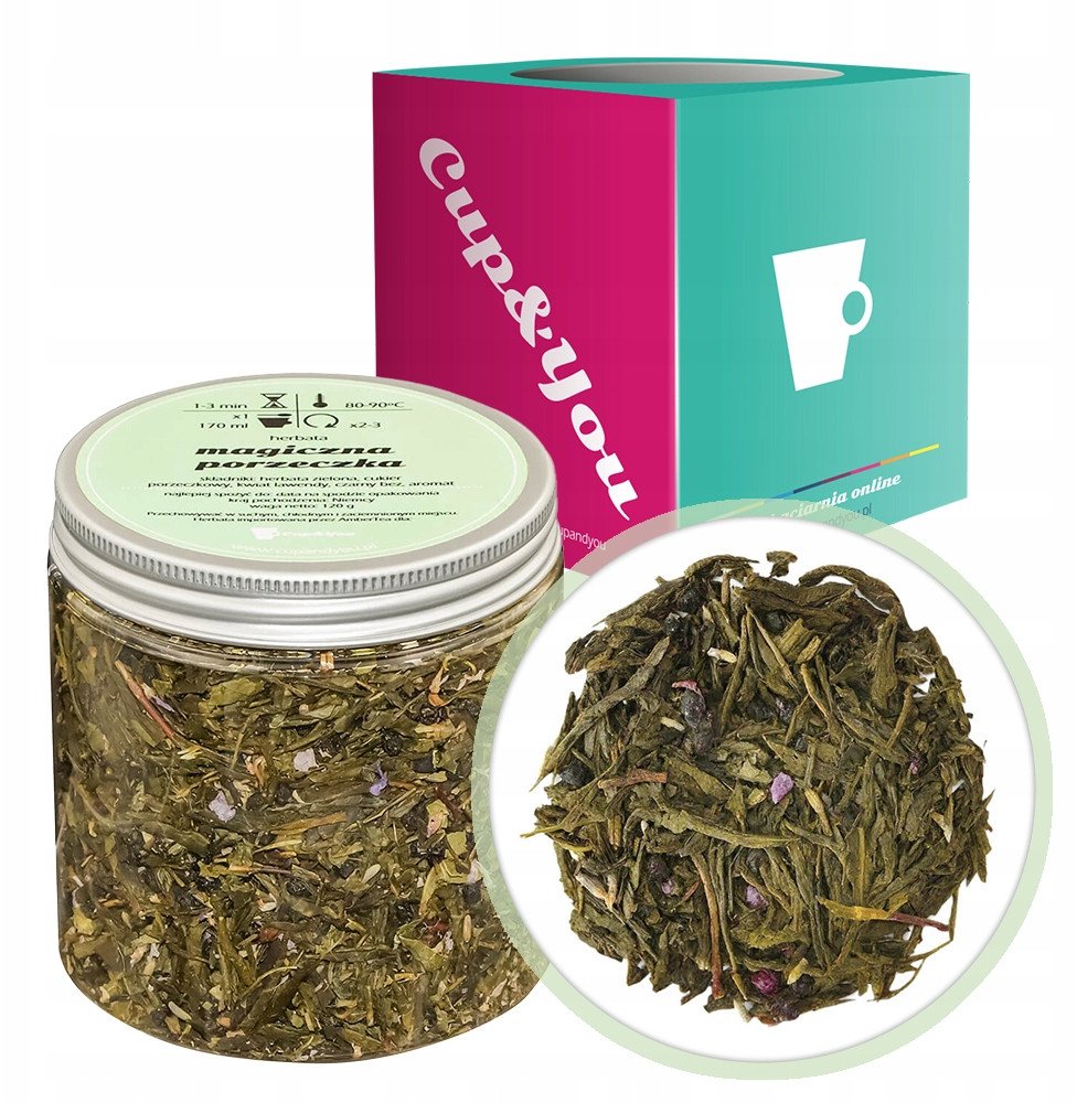 Herbata zielona MAGICZNA PORZECZKA kwiat lawendy czarny bez 120g - sypana liściasta herbata PREMIUM Cup&You