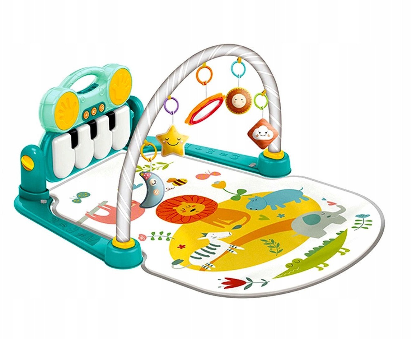 Mata dla niemowlÄt z pianinkiem i zawieszkami zielona