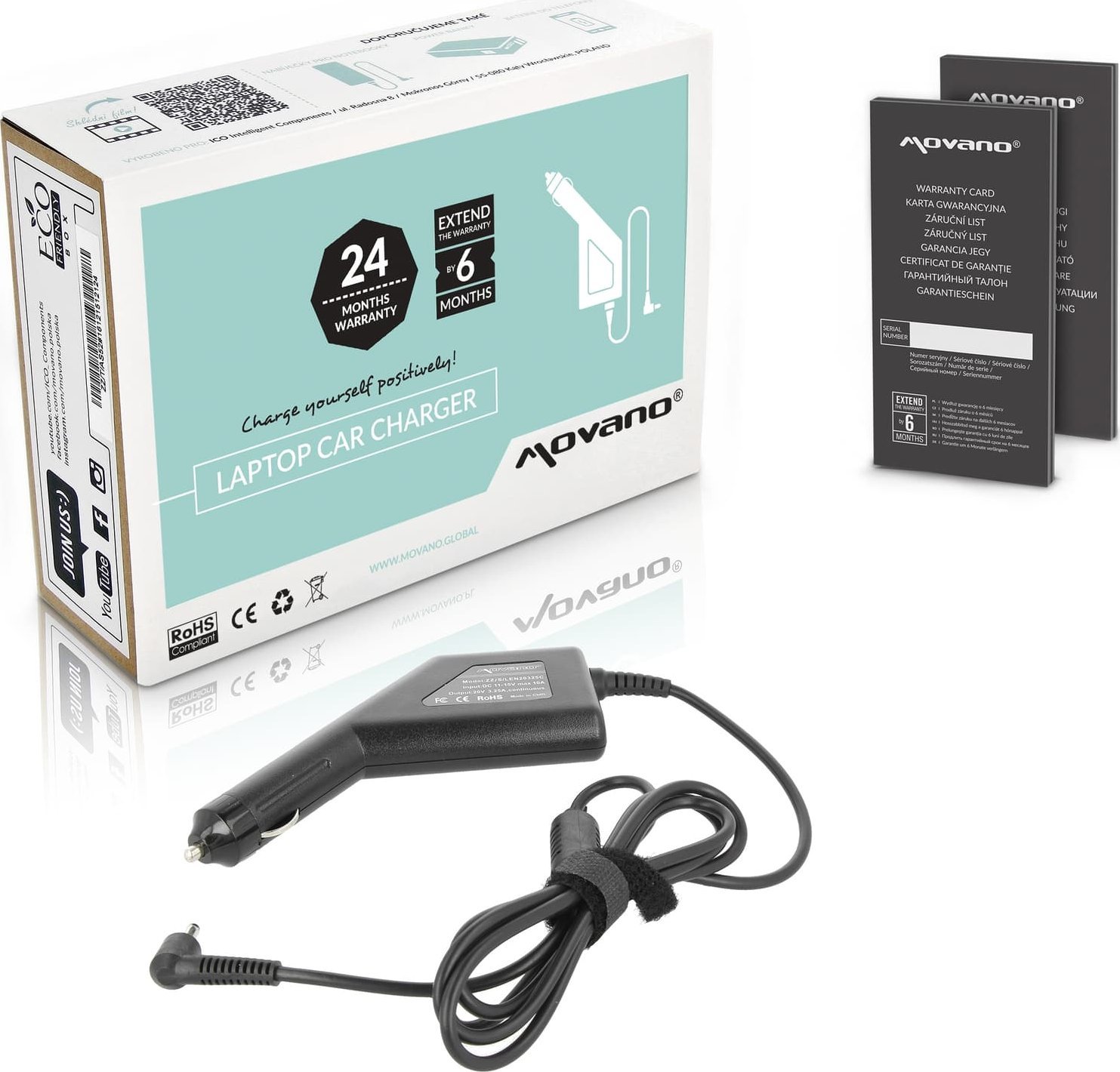 Zasilacz do laptopa Movano Zasilacz samochodowy Movano 20v 3.25a (4.0x1.7) 65W do Lenovo