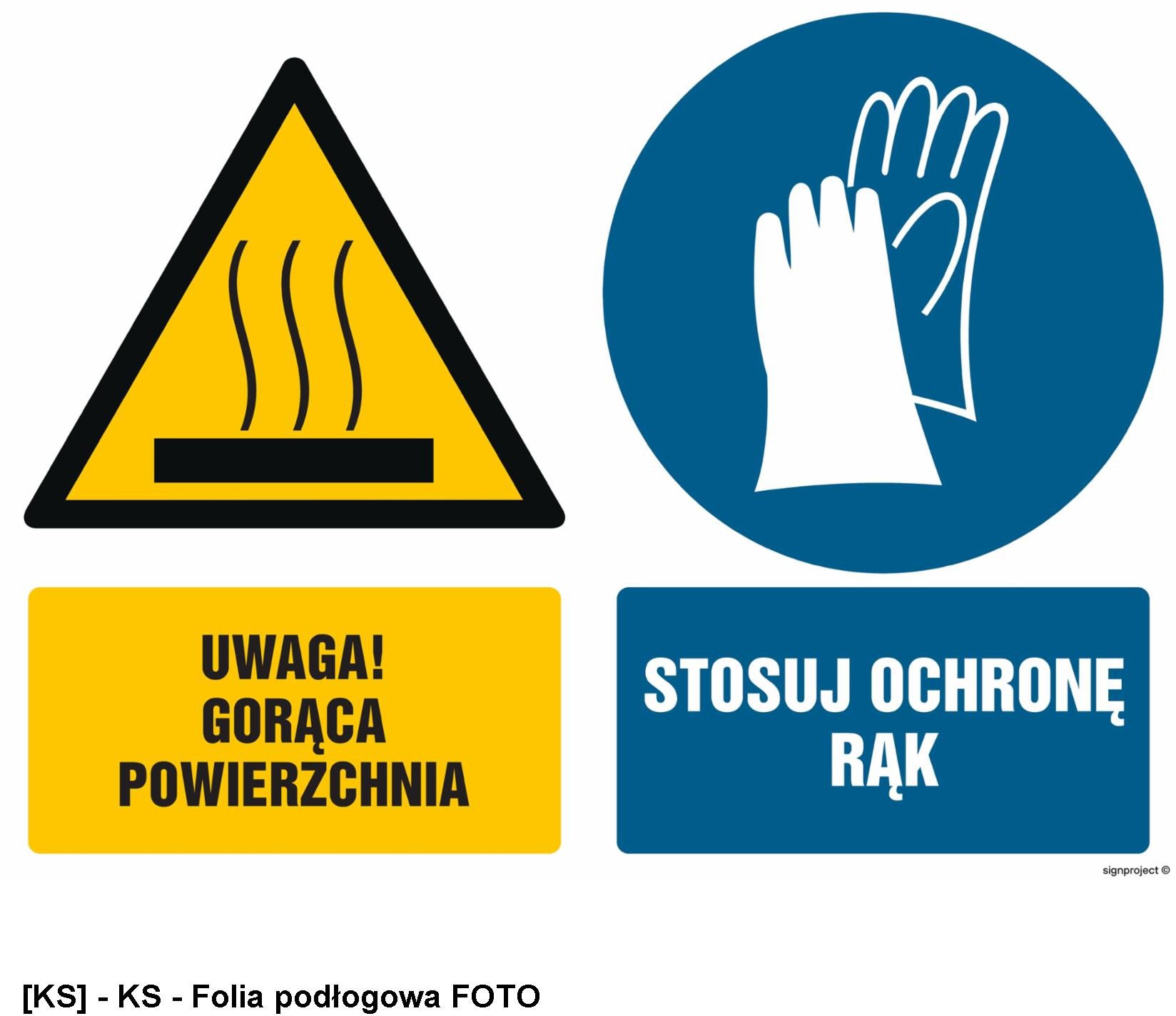 GM021 - Uwaga gorąca powierzchnia Stosuj ochronę rąk 600x450