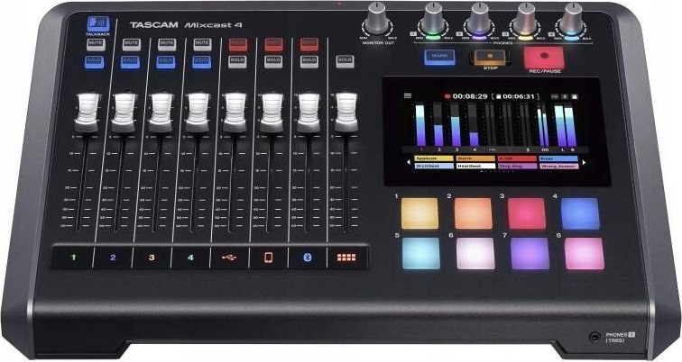Mikrofon Tascam TASCAM MIXCAST 4 REJESTRATOR MIKSER DO PODCAST 14 Kanałów, 4 Wejścia