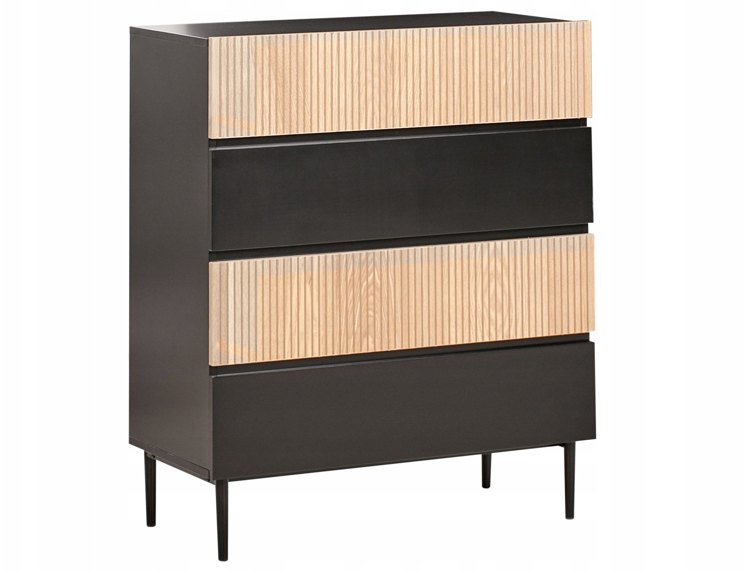 Komoda 4 szuflady BLYTHE Jesion naturalny Czarny