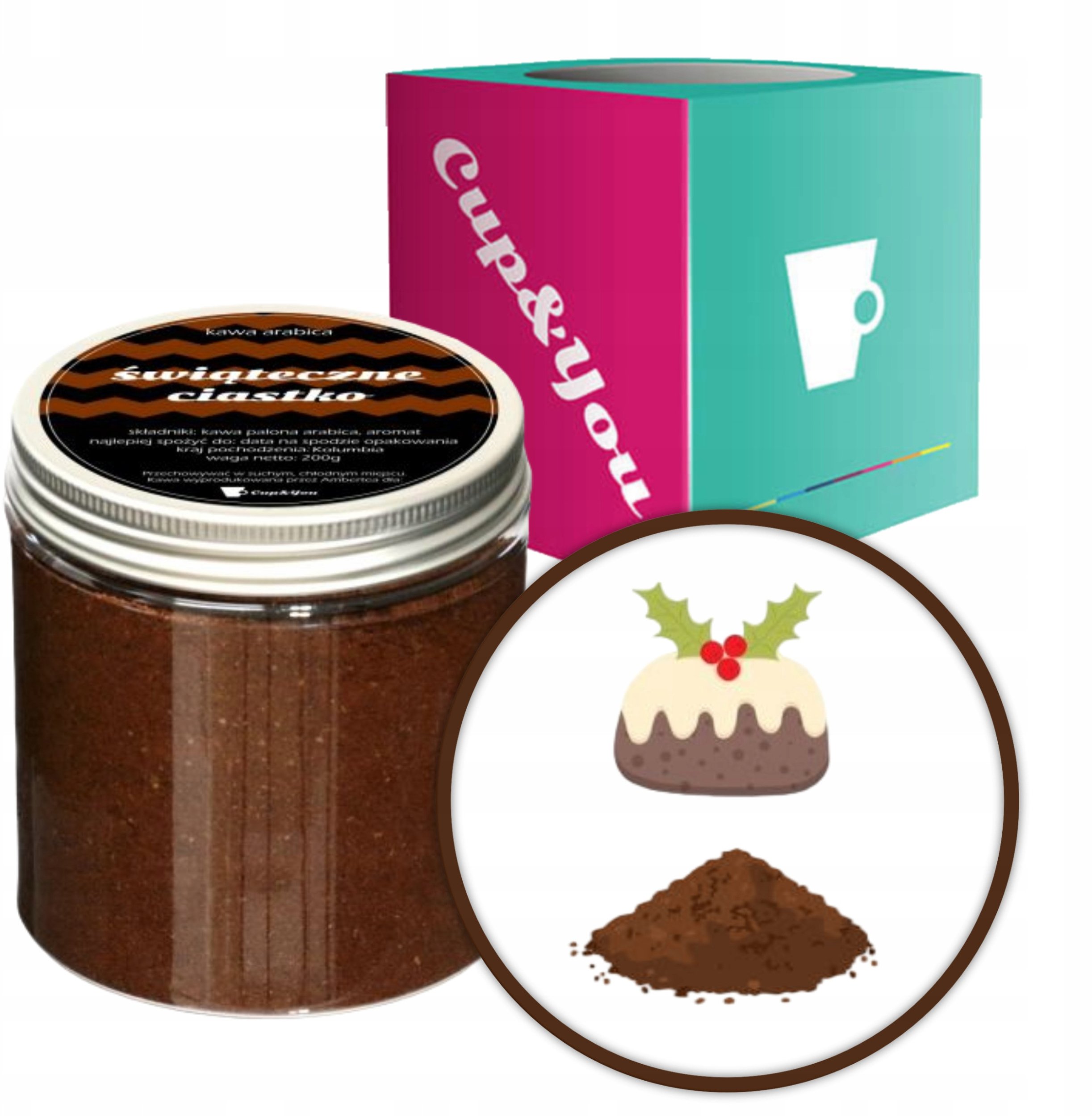 Kawa aromatyzowana smak ŚWIĄTECZNE CIASTKO mielona ARABICA PREMIUM 200g na prezent upominek dla kobiety mężczyzny faceta mamy taty żony męża