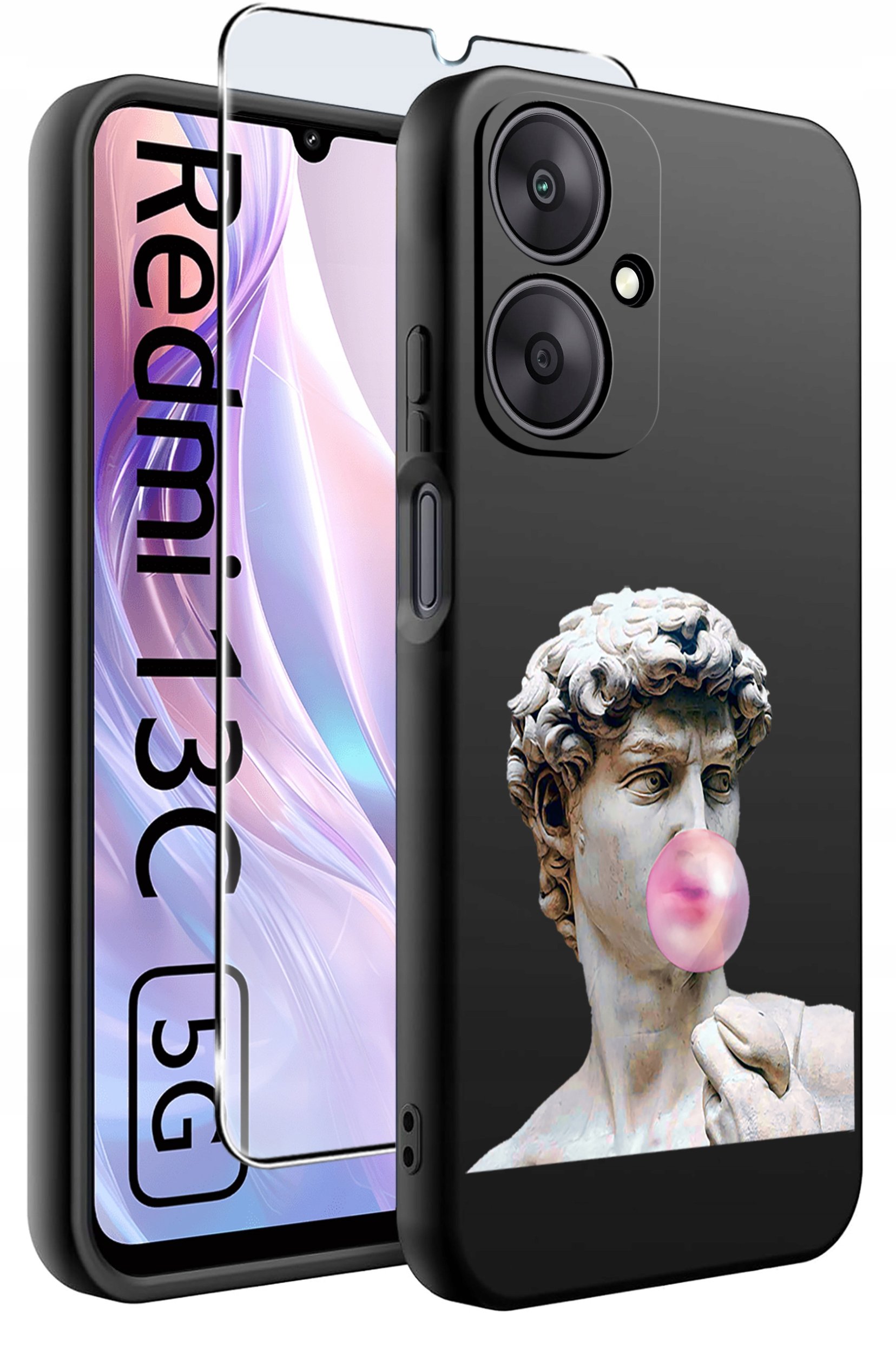 ETUI do Xiaomi Redmi 13C 5G WZORY |SILIKONOWE MATT CASE +SZKŁO HARTOWANE 9H