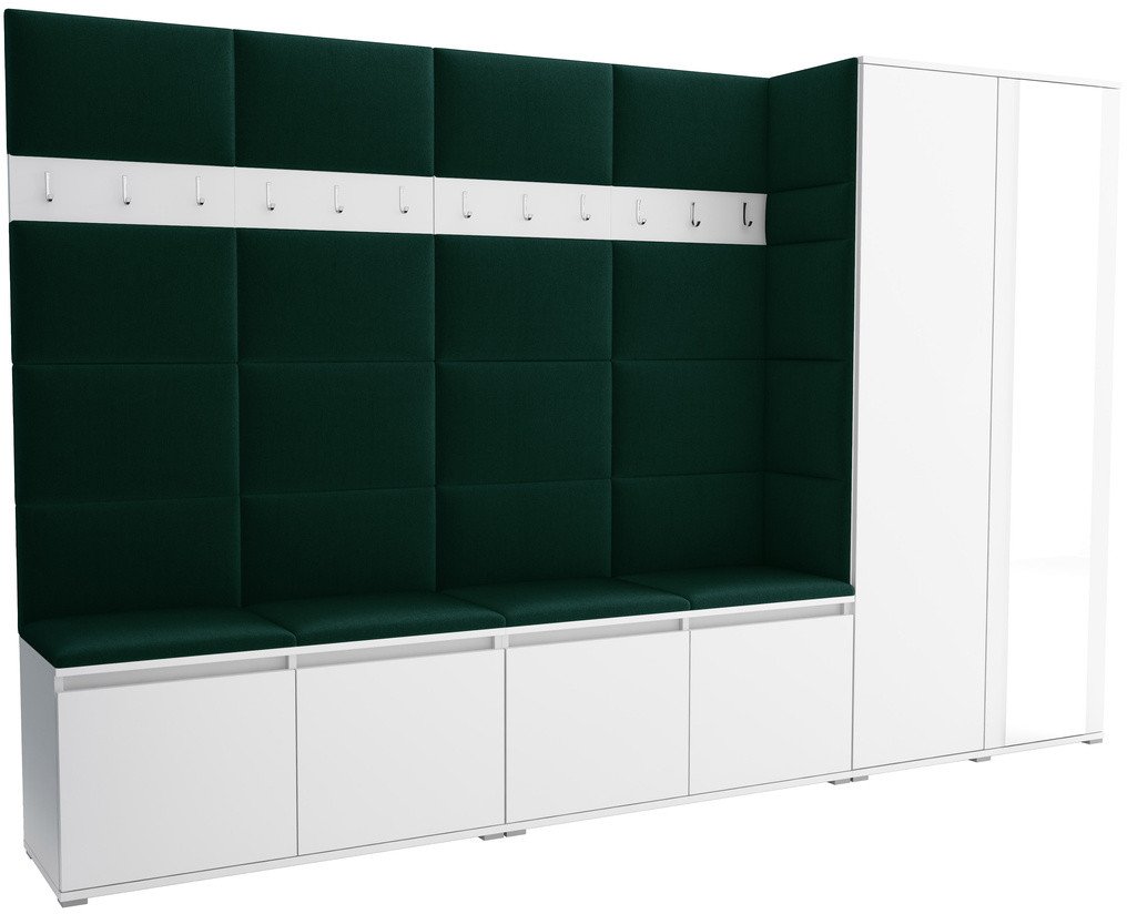 Tapicerowana garderoba Noris V z lustrem - kolor biały + tkanina Trinity 28