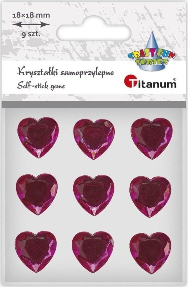 DP Craft Kryształki samoprzylepne Serca fuksjowe 9szt