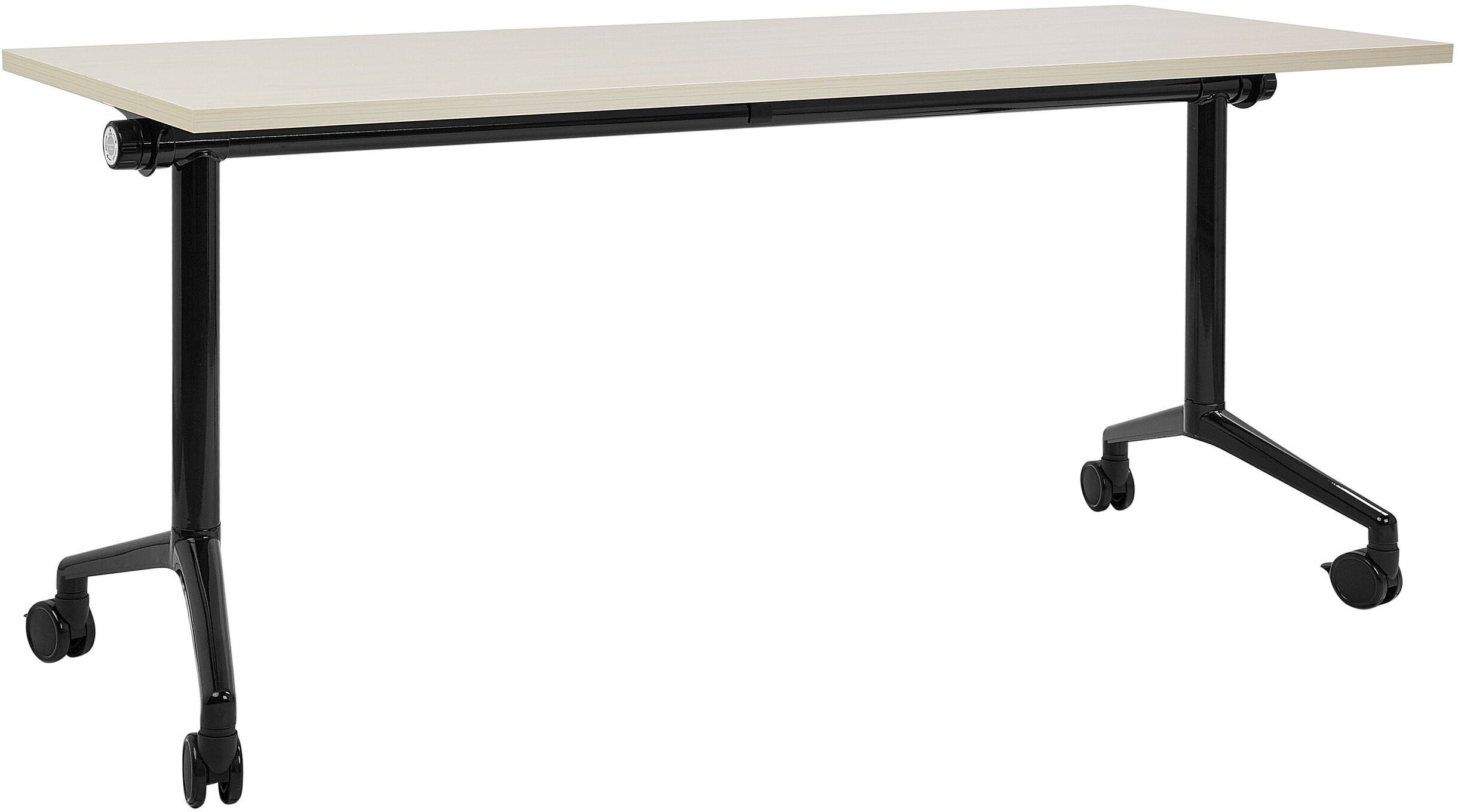 Biurko składane z kółkami 160 x 60 cm jasne drewno z czarnym CAVI