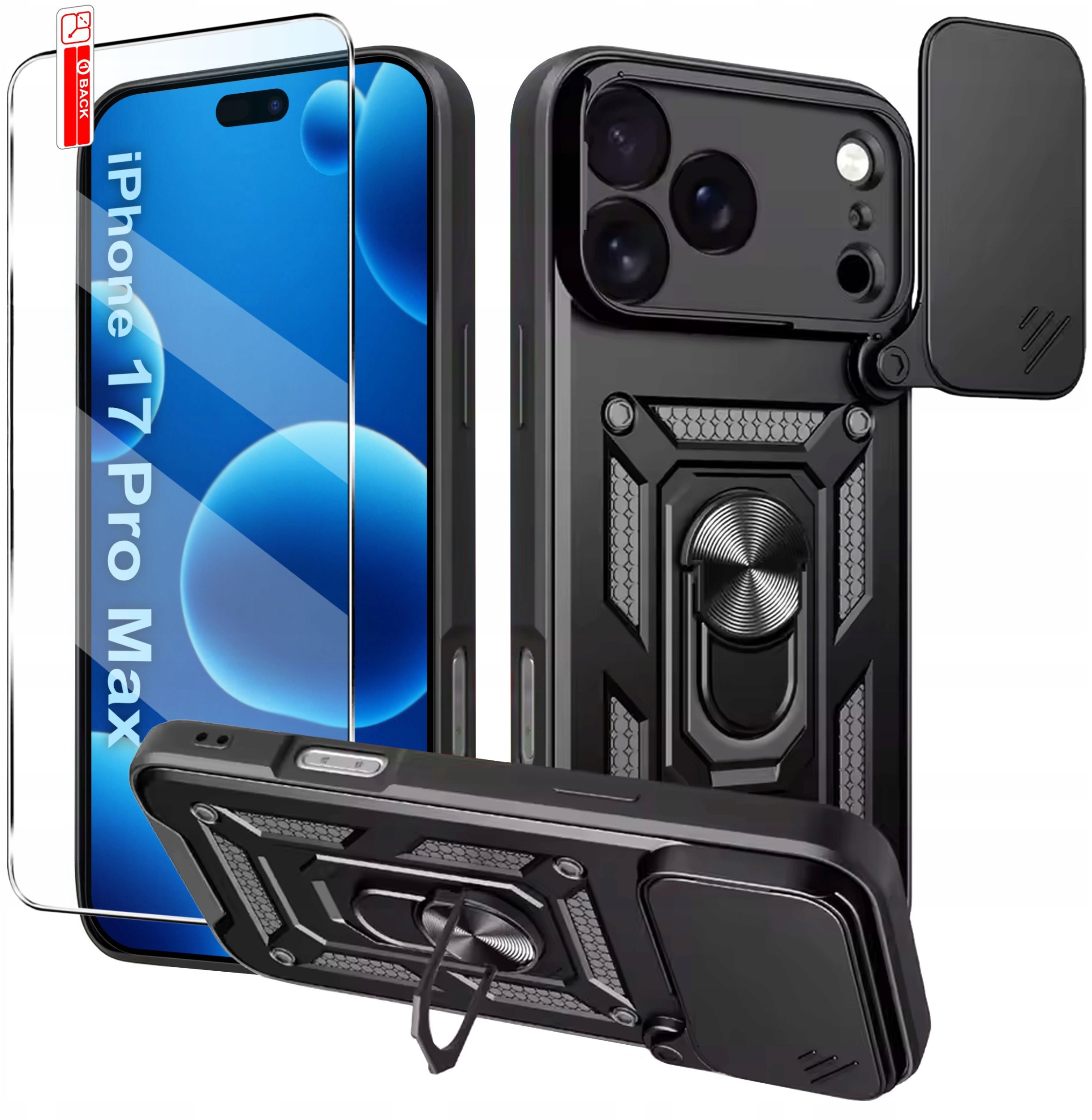 Etui PANCERNE do iPhone 17 Pro Max DEFENDER SLIDE CASE + SZKŁO 9H