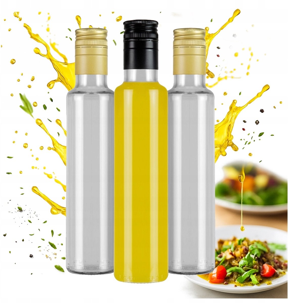 10x Butelki Szklane DORICA 250ml BEZBARWNA SZKLANA BUTELKA Na Oliwę Ocet