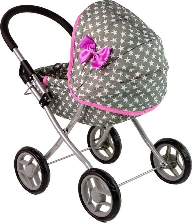Alice Wózek Dla Lalek Szary w Białe Gwiazdki