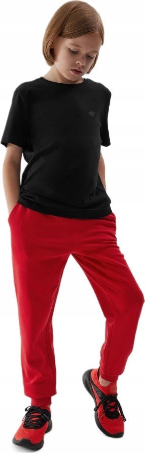 KOSZULKA 4F T-SHIRT DZIECIĘCA GŁADKA BAWEŁNIANA SZKOŁA CZARNA r. 146