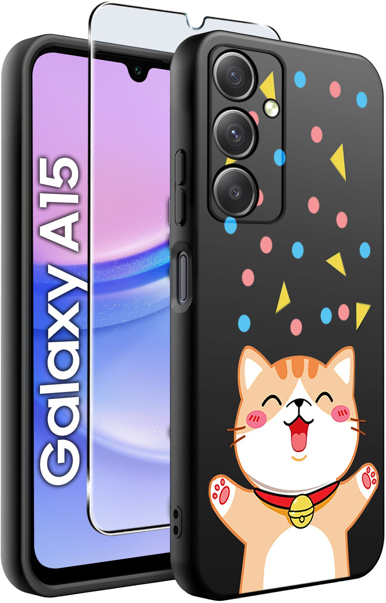 ETUI do Samsung A15 4G | 15 5G WZORY | SILIKONOWE MATT CASE + SZKŁO 9H