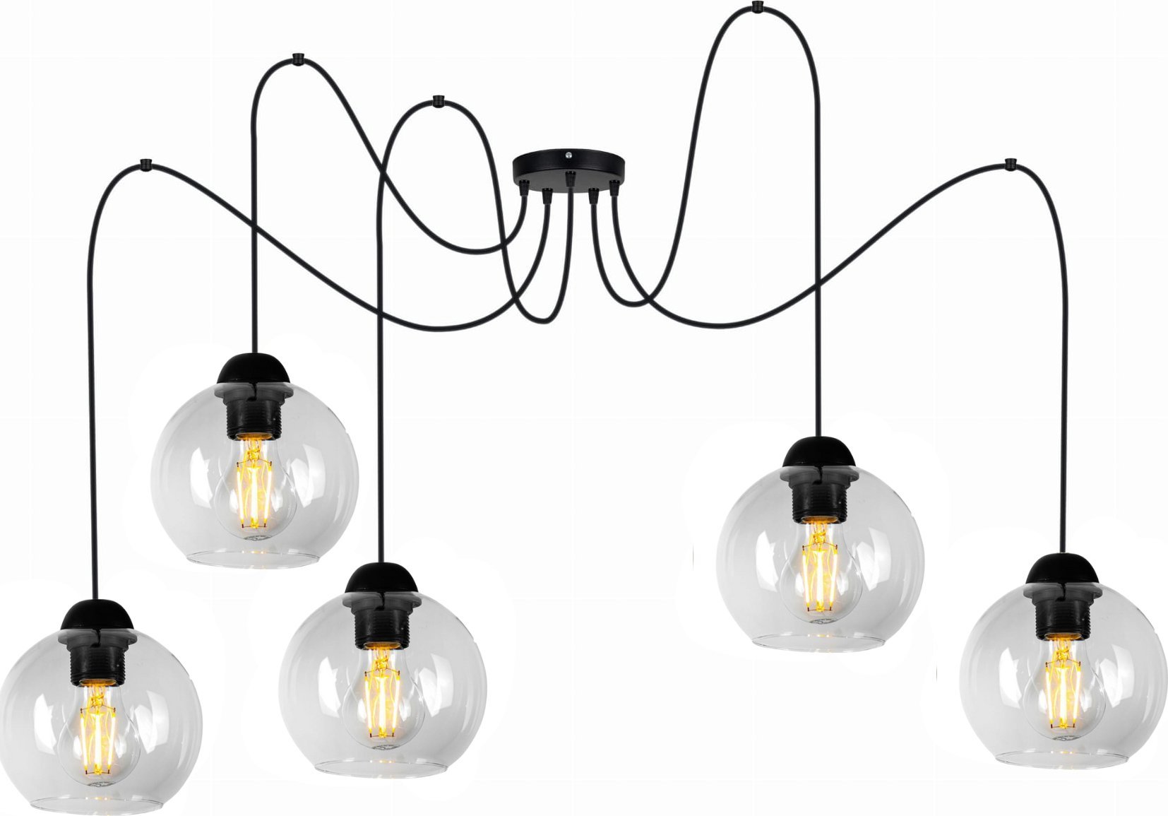 Lampa sufitowa pająk 5 żarówki czarna BOLL