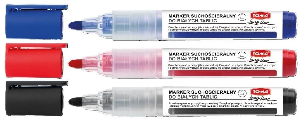 Marker suchościeralny LongLine + ścieracz (3szt)