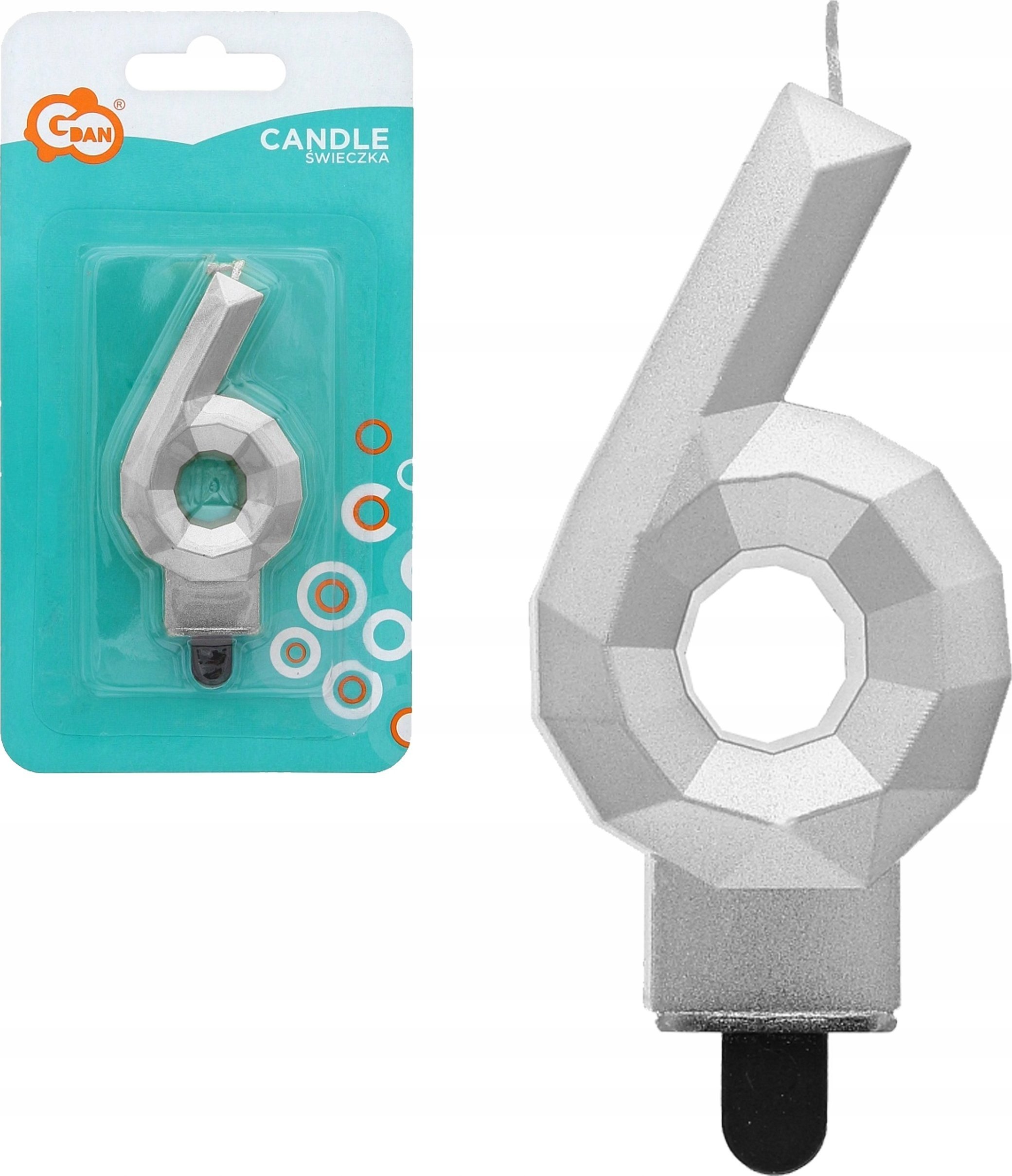 GoDan Świeczka cyfra 6 Diament met srebrny PF-SDS6 63315
