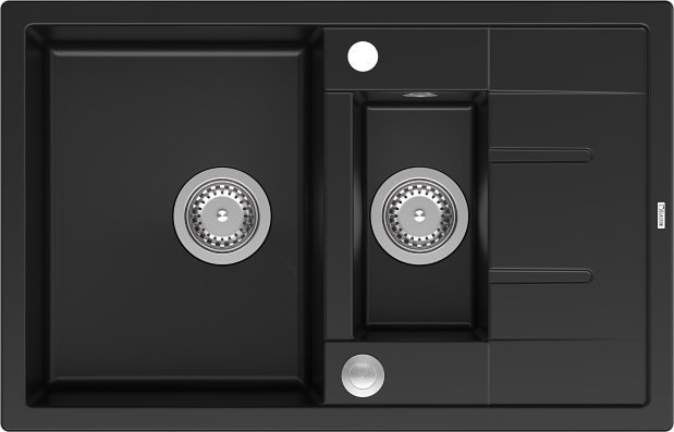 Zlewozmywak GraniteQ MORGAN 156 GraniteQ zlewozmywak pure carbon z syfonem Push To Open okrągły 1,5-komorowy z/o / stal szlachetna