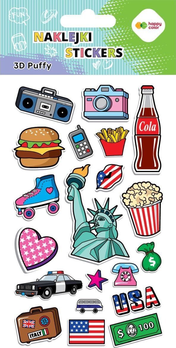 Naklejki 3D PUFFY-Funky USA, 10x20cm, Happy Color