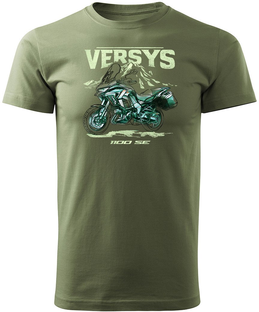 Koszulka motocyklowa z motocyklem na motor Kawasaki Versys 1100 SE męska khaki M
