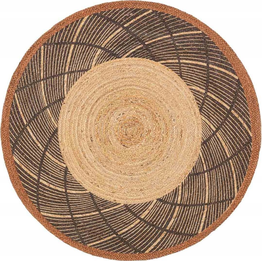 Benuta Benuta Dywan jutowy krótkowłosy boho SAHARA okrągły r120 brązowy wzór 1