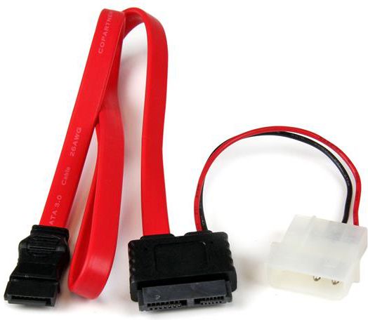 StarTech SATA - SATA Slimline + Molex, 0.5m, Czerwony (SLSATAF20)