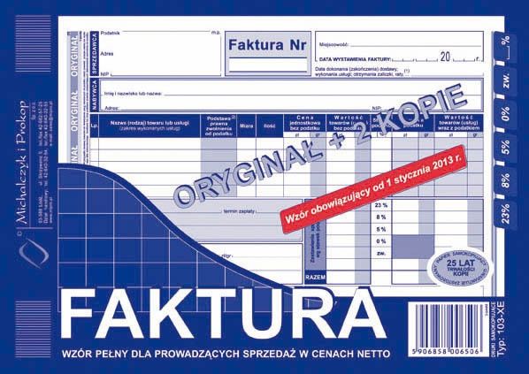 Herlitz FAKTURA NETTO A5 (PEŁNA) (O+2K) MICHALCZYK I PROKOP
