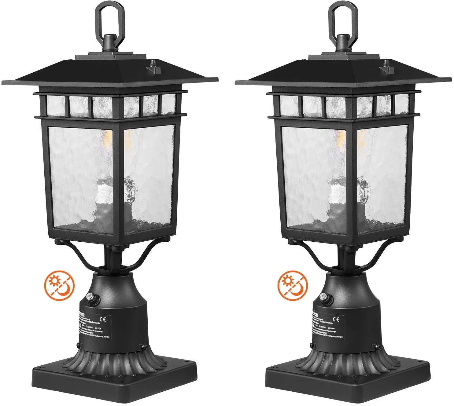 Lampa słupowa ogrodowa 400 mm z czujnikiem światła zmierzchowym