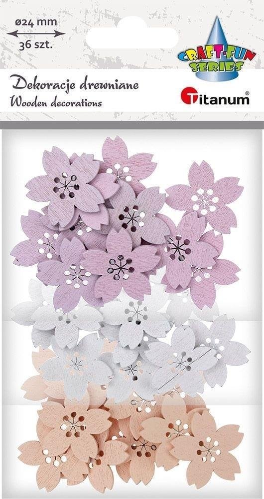 Titanum Drewniane kwiaty mix kolorów 36szt