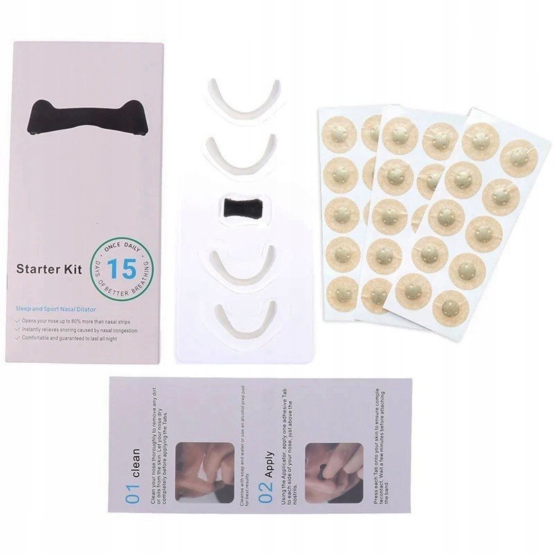 Plastry na NOS Chrapanie Oddychanie ZESTAW OPASKI Nakładka 15 dni BIAŁA