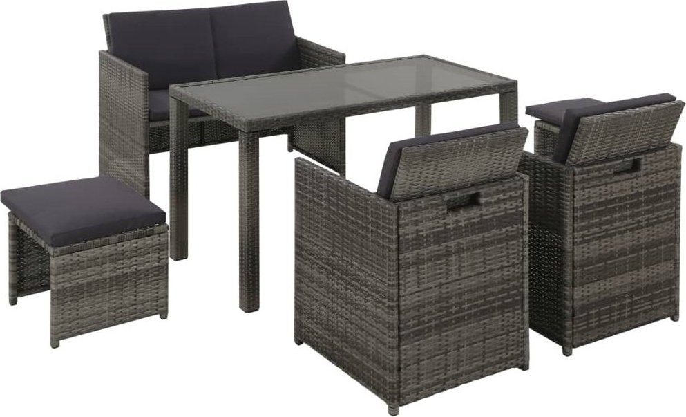 Elior Szary zestaw mebli ogrodowych z poduszkami Charlene