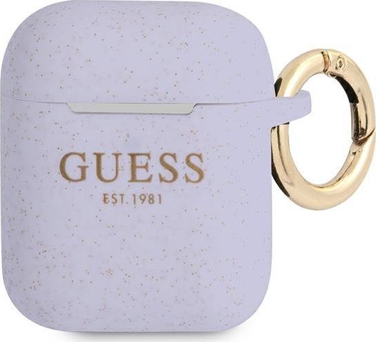 Guess Etui ochronne GUA2SGGEU Silicone Glitter do AirPods 1/2 fioletowe