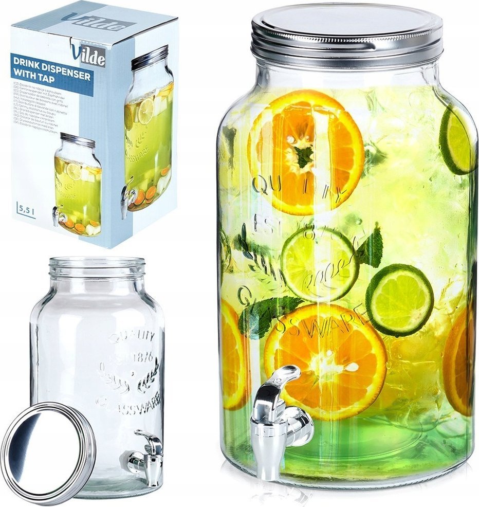 Vilde Słój do napojów z kranikiem szklany 6,2 l