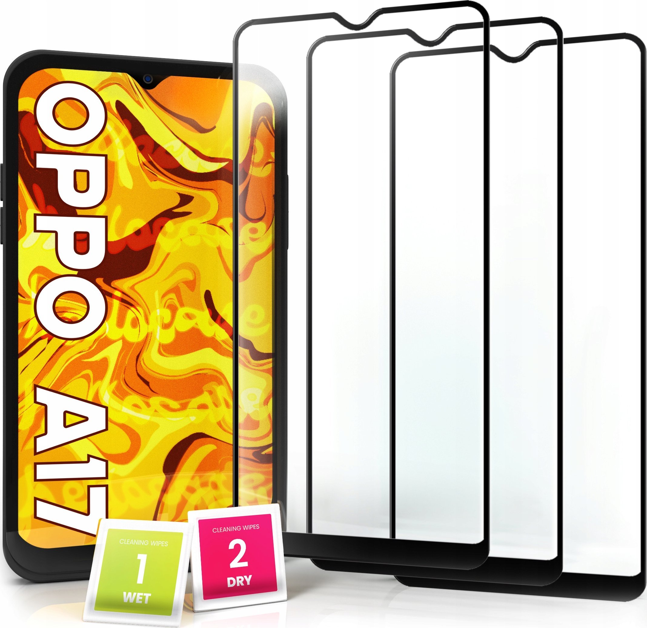 Hello Case 3-pak SZKŁO HARTOWANE DO Oppo A17 na cały ekran 9H ochronne 5D