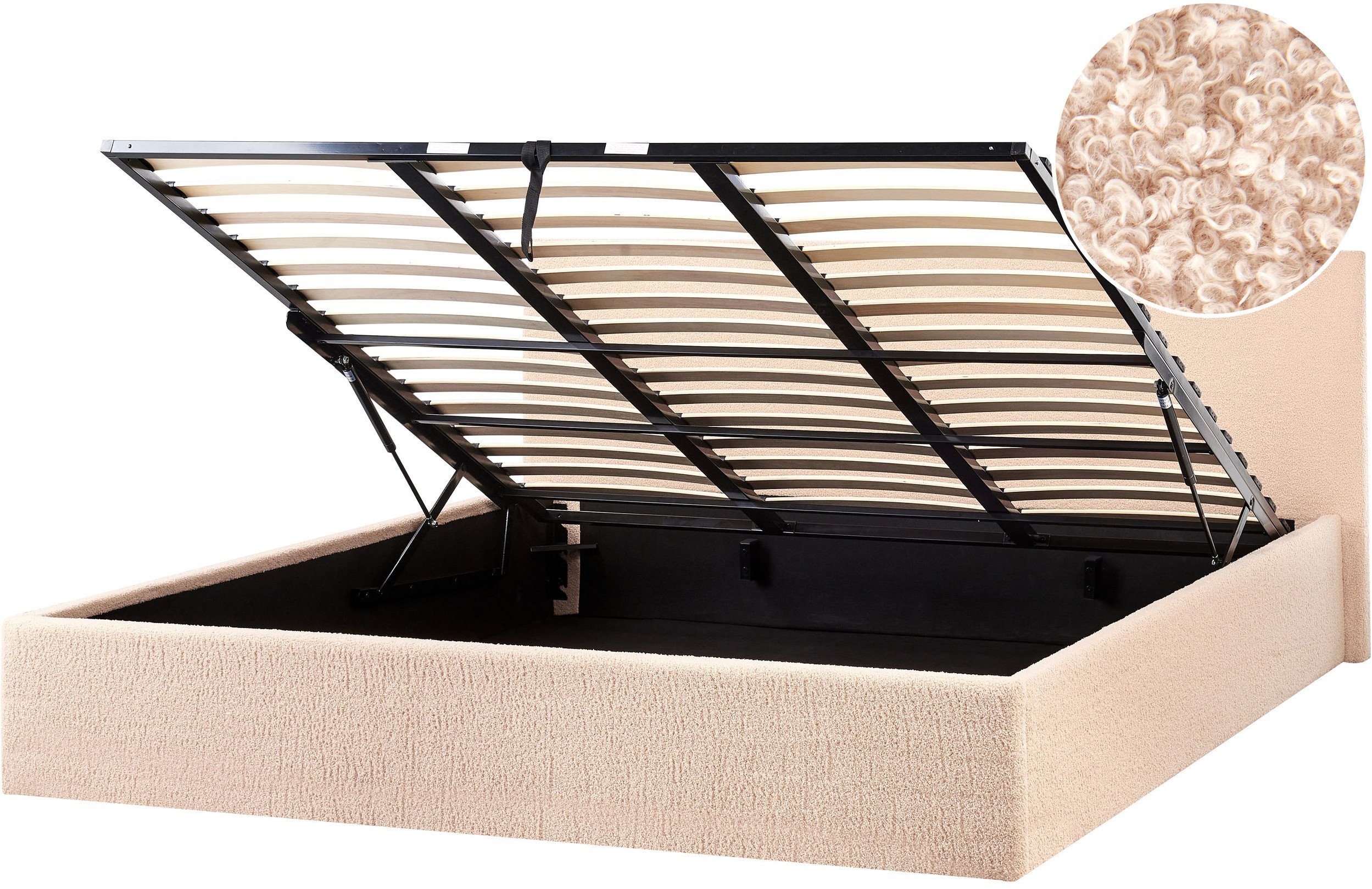 Łóżko z pojemnikiem Boucle ORBEY 180 x 200 cm Beżowy