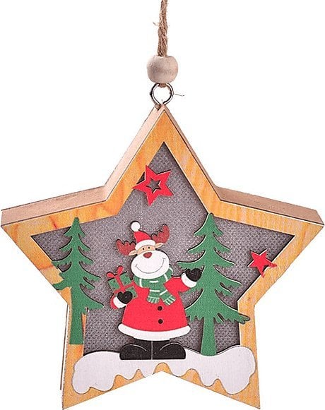 Lampka Świąteczna Drewniana Renifer - Gwiazdka
