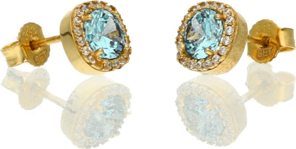 Rosanto Złote kolczyki z niebieską cyrkonią 333 8k