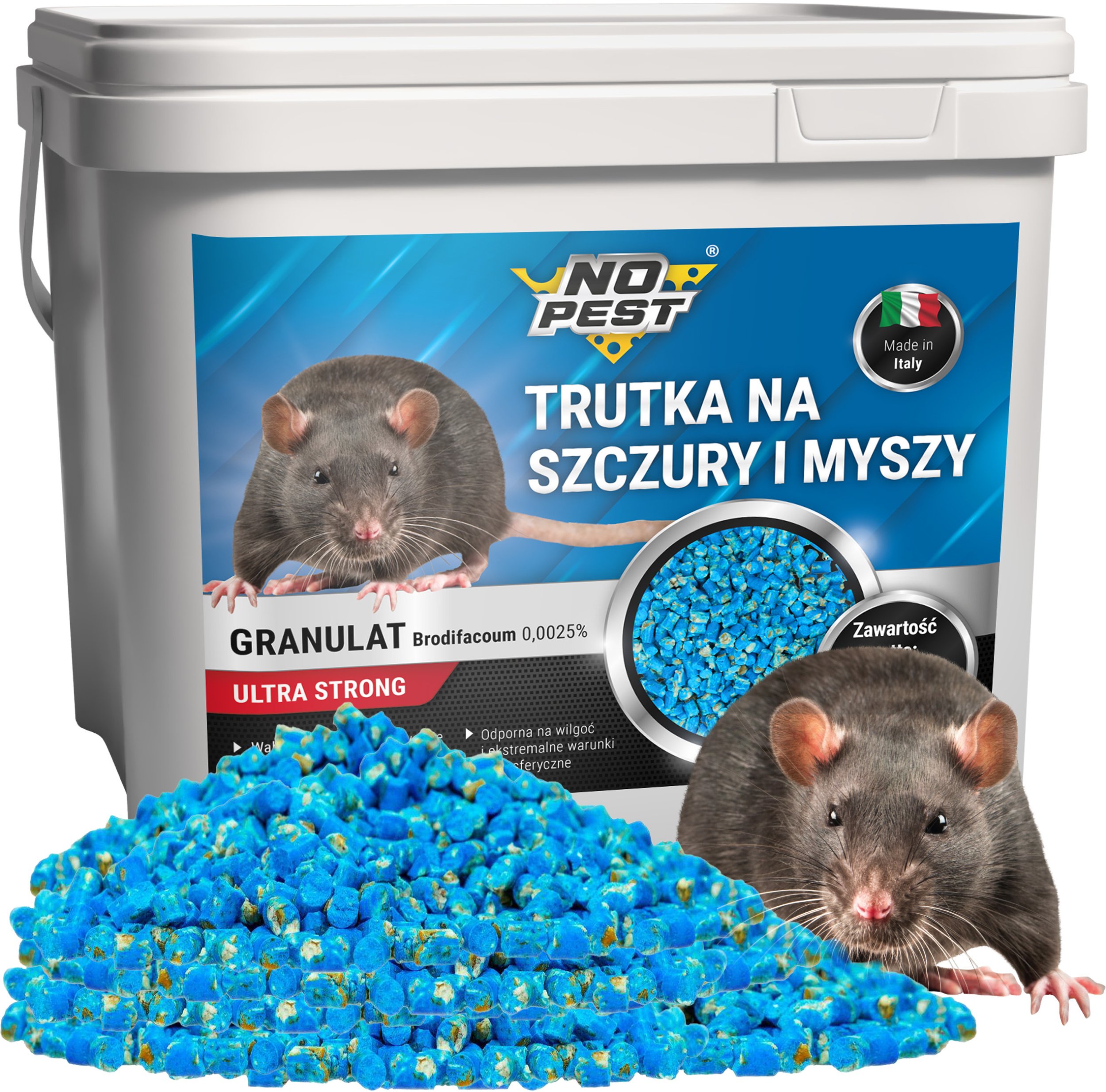 NO PEST Trutka na Szczury i Myszy Środek Granulat Ziarno Trucizna na Myszy Szczury Gryzonie 3kg