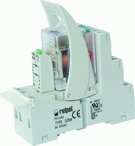 Relpol Przekaźnik interfejsowy PIR4-024DC-00LD styki: 4P, zasilanie: 24VDC, prąd obciążeniowy: 6A, szerokość: 15,5mm