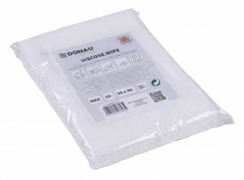 Ścierka DONAU HOME, z wiskozą 70%, składana, max, 30x40cm, 10 szt., biała