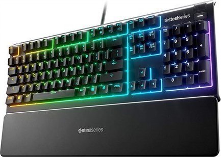 Klawiatura SteelSeries SteelSeries Apex 3 Klaviatūra žaidimams, Nordic išdėstymas, su laidu, Juodas