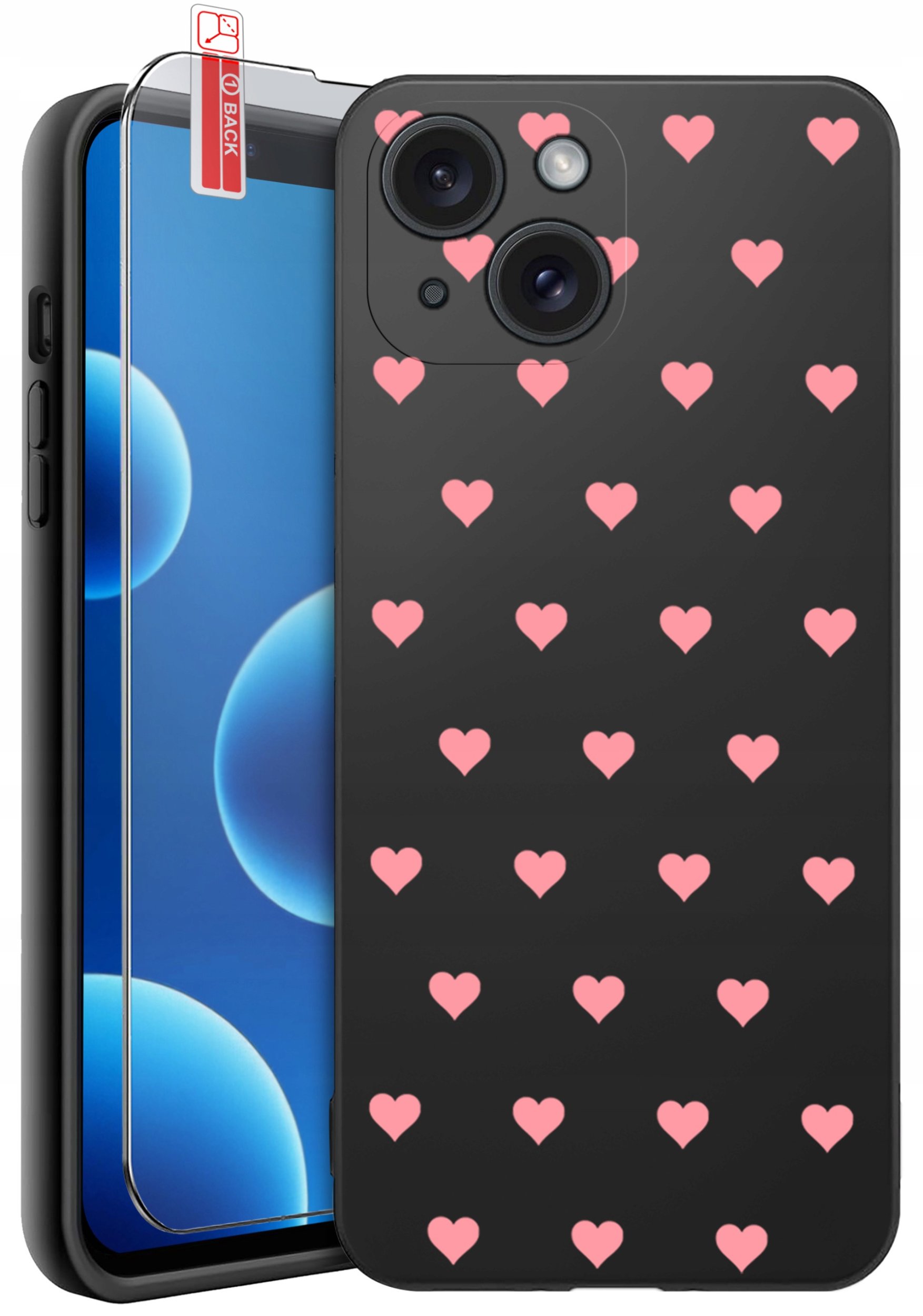 ETUI do iPhone 13 | 14 | WZORY | SILIKONOWE MATT CASE + SZKŁO 9H