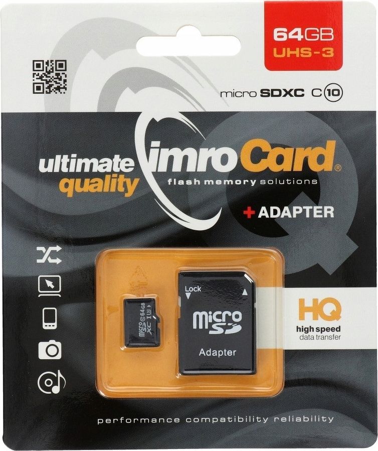 Karta Imro MicroSDXC 64 GB Class 10 UHS-I/U3 (10/64G UHS-3 ADP)